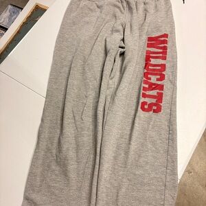 Gray Sweatpants with Red Wildcats Print